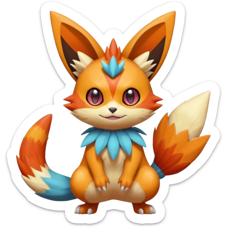 Sprigatito-Victini-Floragato-Meowscarada-Torracat-Pokémon-Fakémon-hybrid-fusion-creature (full body) sticker