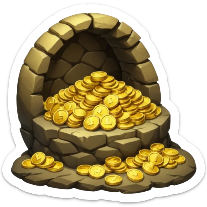 Dragon Hoard pile of gold without the dragon like in the movies so many gold were dragon sleep but dragon just went out  cold coins full in a cave  sticker