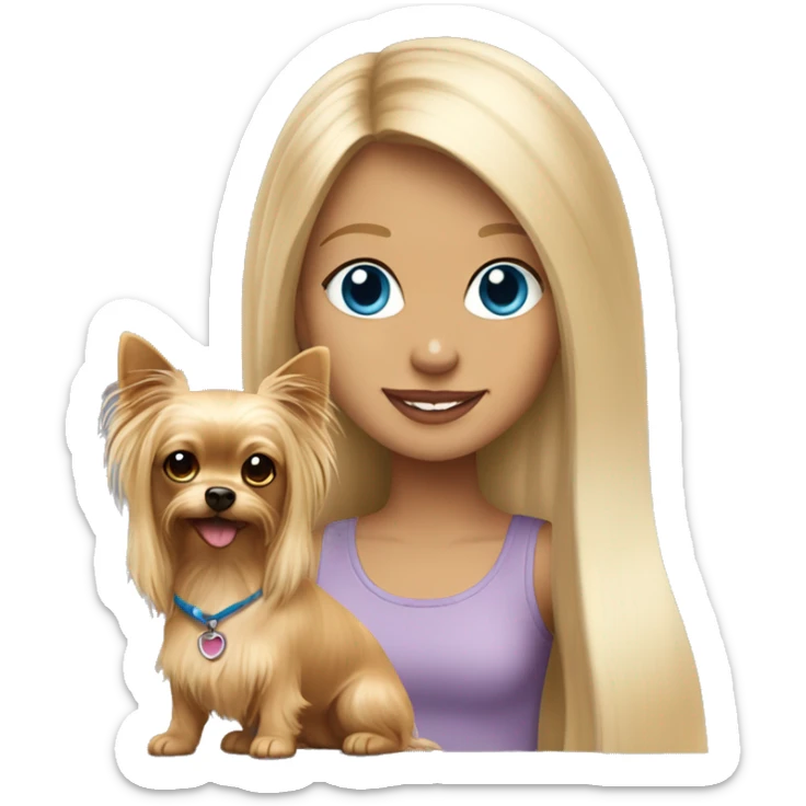 long blonde hair blue eyed girl walking chihuahua and yorkie sticker