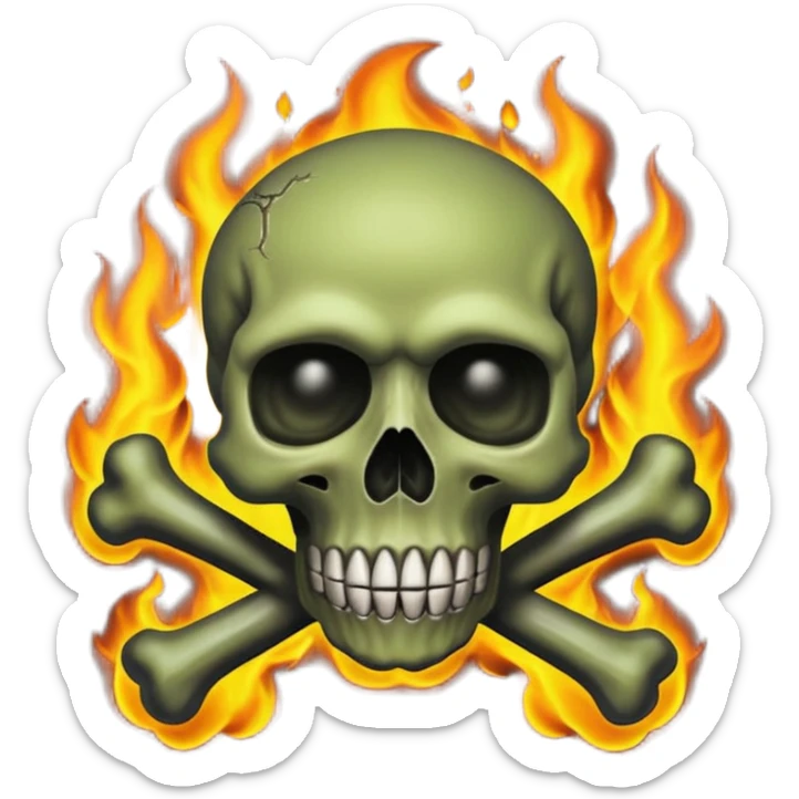 a poisonous cloud of gas, dark swamp color, with an image of a skull and two crossed bones behind the skull sticker