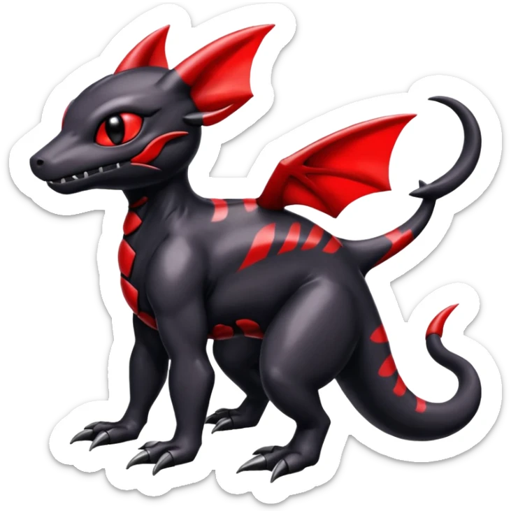 Shiny Evil Dusknoir-Salandit-Umbreon-Fakémon-hybrid-creature (full body)  sticker