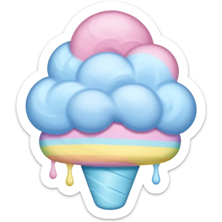 Cotton Candy, Rainbow Cotton Candy – mixed pastel layers of pink, yellow, and blue. sticker