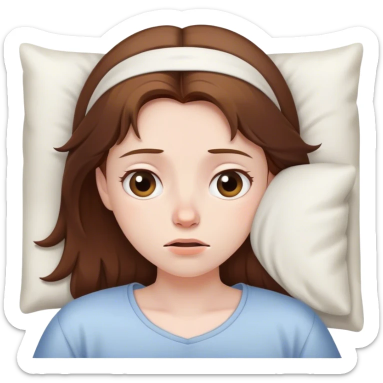 Tired Girl with brown hair waking up out of bed sticker