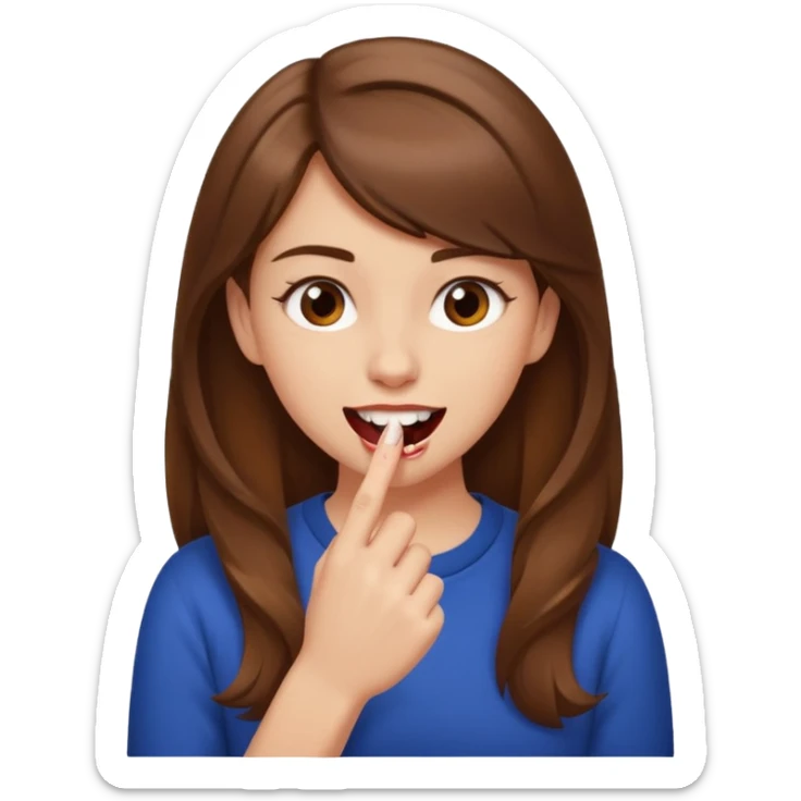 Une fille brune et blanche qui se mord l'ongle avec ses dents comme si elle draguait qqn sticker