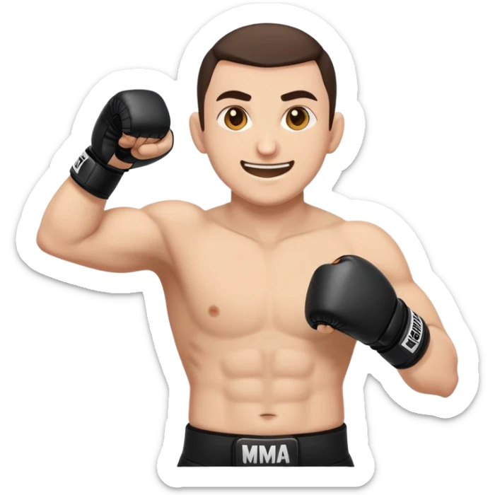 Merab Dvalishvili emoji in fighting stance with MMA gloves and confident smile sticker