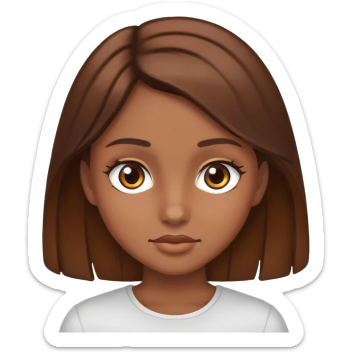 girl with brown hair brown eyes and a bronze face  sticker