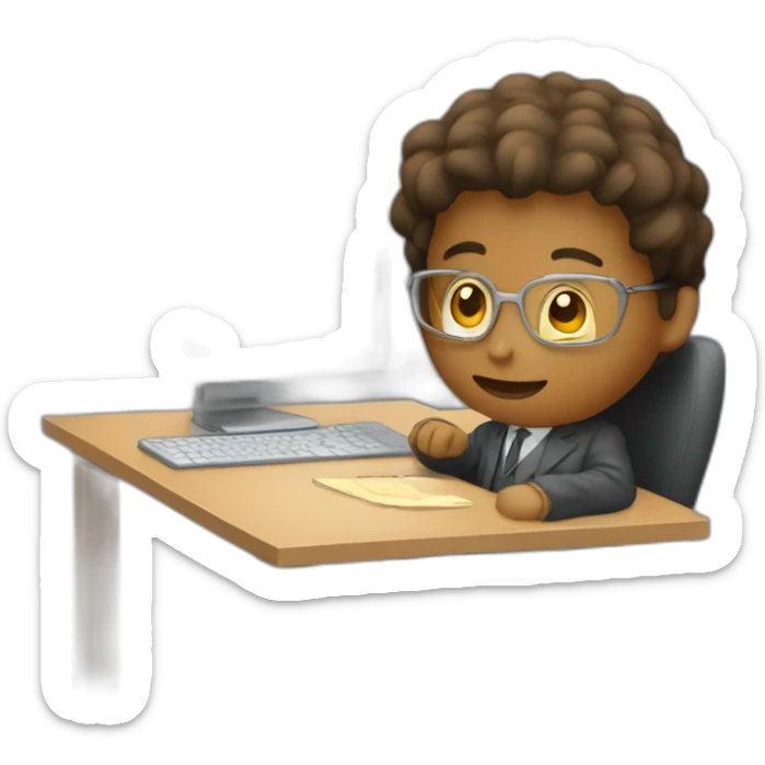 persona joven trabajando con su ordenador y que ha conseguido mucho dinero sticker