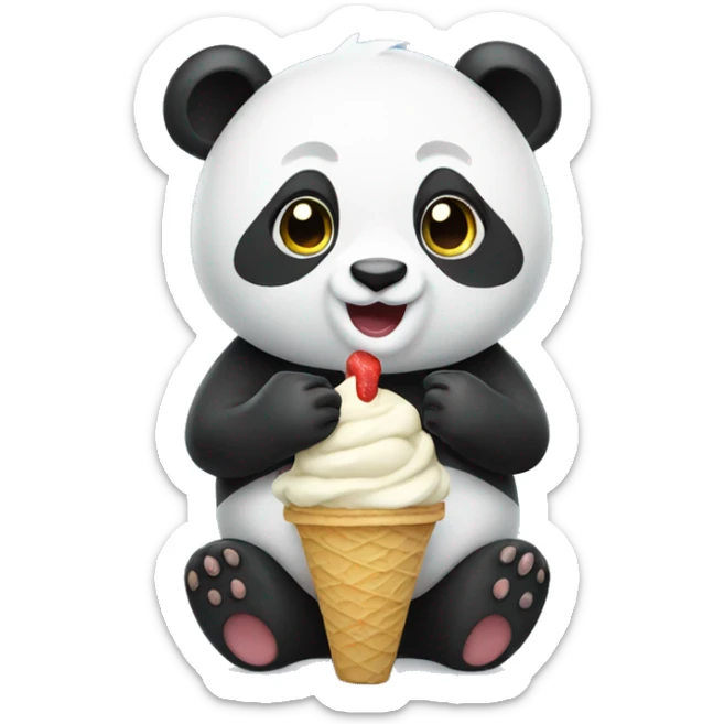Panda eating ice cream sticker