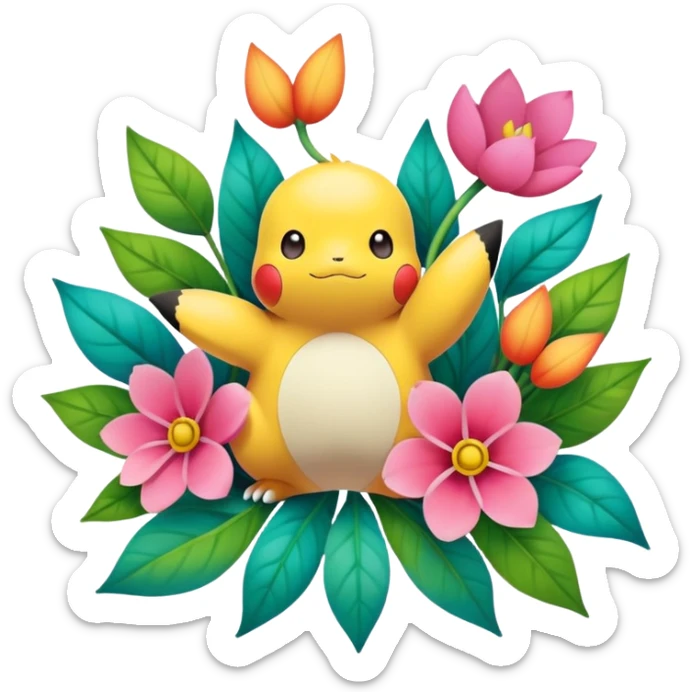 Colorful Floral Fakémon-Pokémon sticker