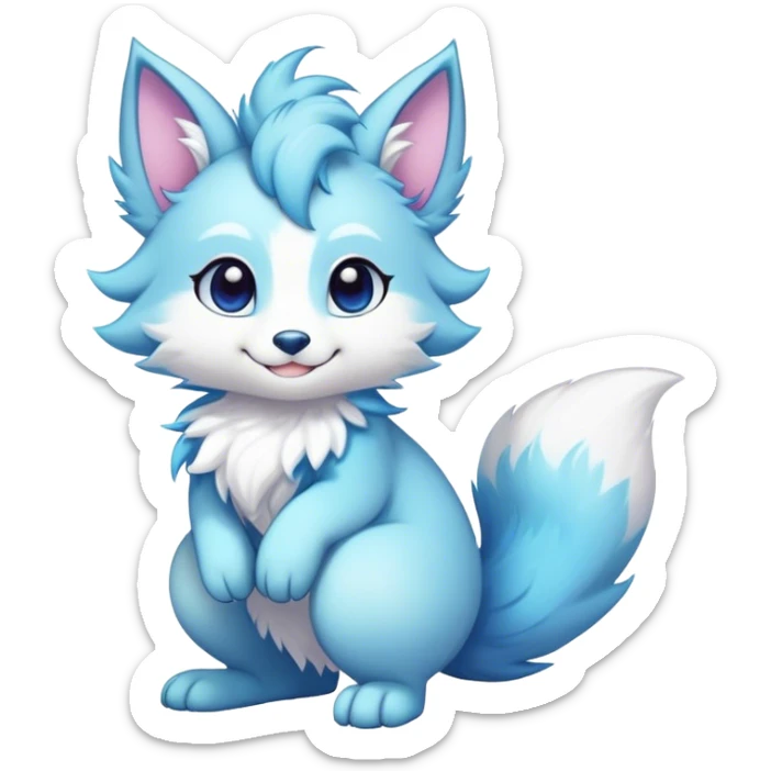 Kawaii bright fantasy ethereal anthro fursona Fakemon with tufted tail  sticker