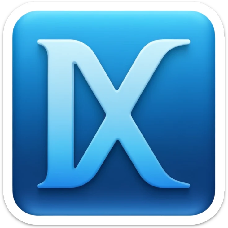 Emoji-style icon of 'DBC' in bold uppercase letters, blue gradient colors, modern and minimal design, tech/gaming aesthetic, transparent background sticker