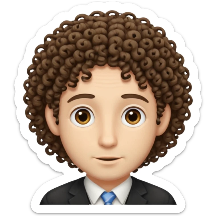 jewish man's face, wearing a tiny yarmulke and curly hair strands sticker