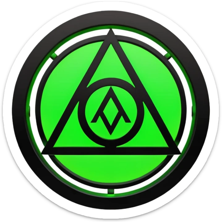 Emoji, dark futuristic occult sigil, symmetrical geometric shape, black metal, gothic cyber aesthetic, minimal flat design, sharp edges, centered, transparent background sticker