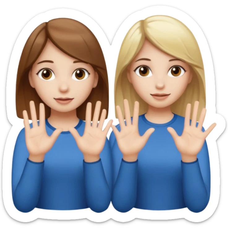Two girls saying six seven one with brown hair. And doing hand movements  white skin six seven SAYING SIX SEVEN ONE WITH BLOND HAIR  sticker