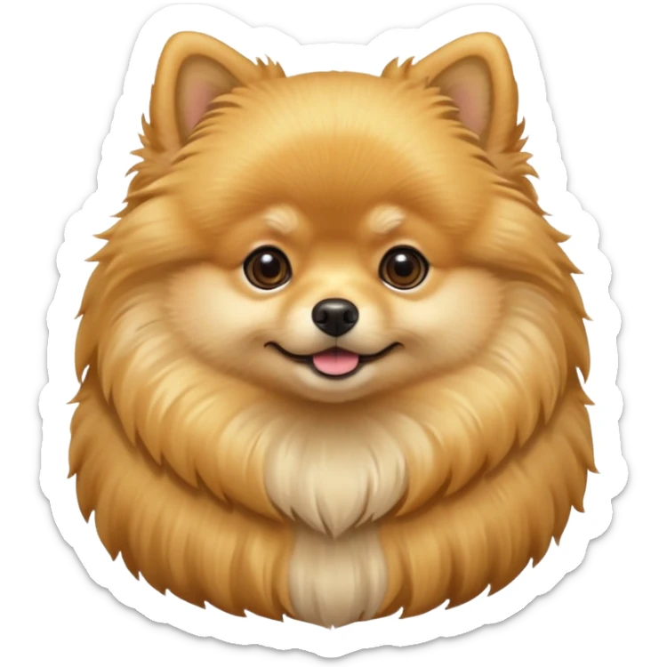 Create a golden pomeranian, all cute and adorable entire  only face and body  sticker