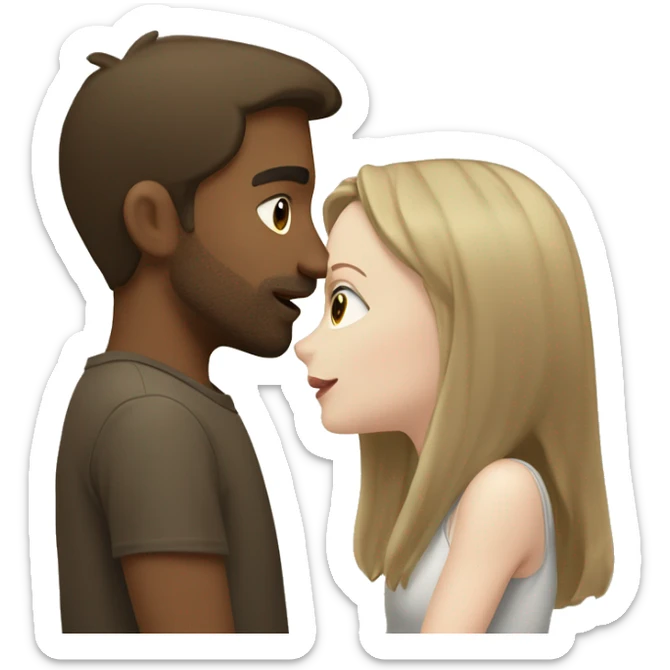 A blonde girl with pale skin kisses a light-skinned brown guy with dark hair sticker