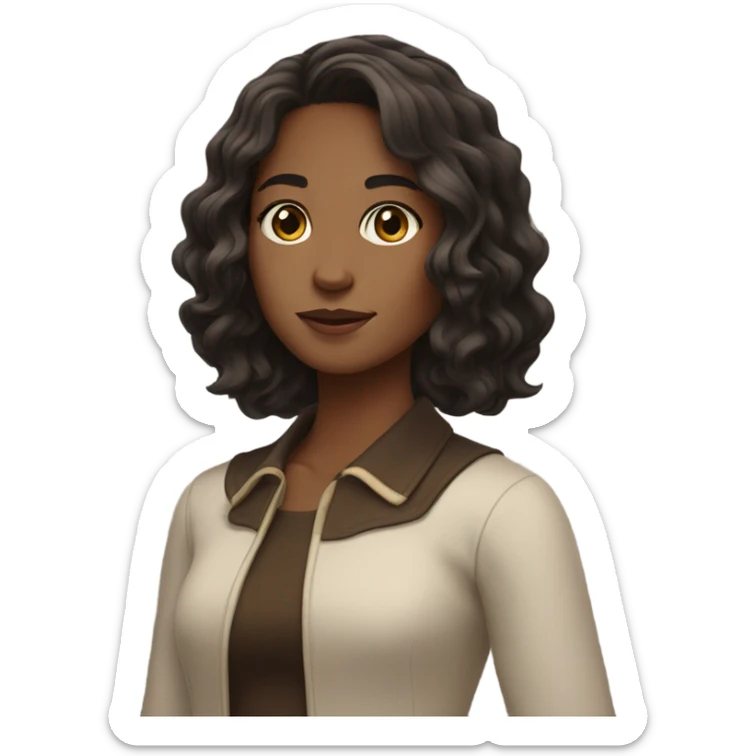 girl with dark wavy brown hair shoulder length  sticker