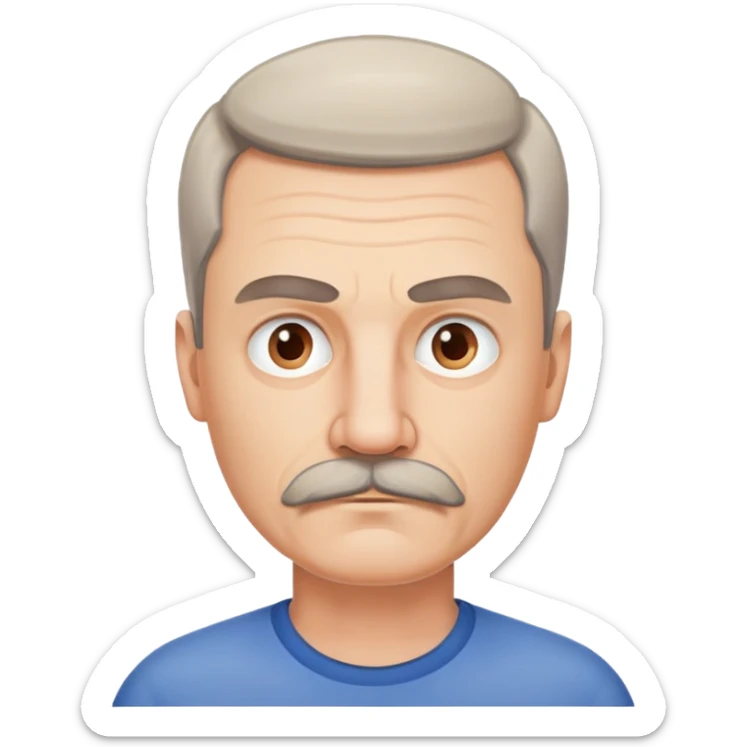 đàn ông 50 tuổi, da trắng, tóc ngắn, có ria mép, mặt nghiêm túc sticker