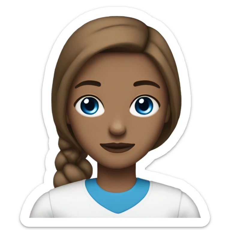 teenage girl long brown hair blue eyes with bald black man with brown eyes and a goatee sticker