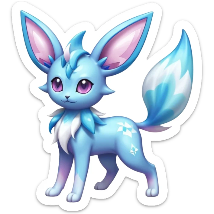 Shiny Cool Sparkly Cute Ethereal Espeon-Glaceon-Sylveon-Vaporeon-Fakemon-hybrid-fusion- full body sticker