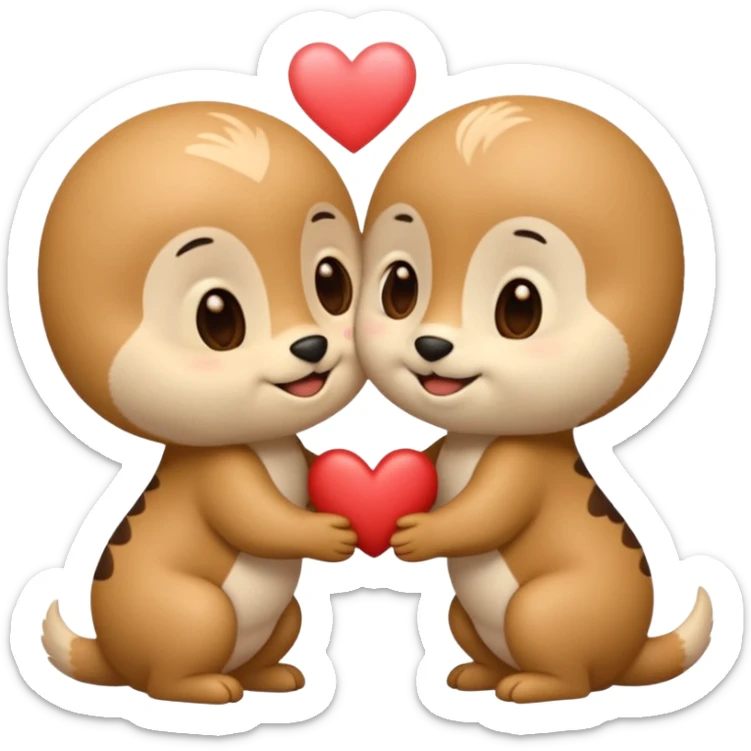 Two cute little creatures, giving each other a kiss, and some words that say "Te amo mi bichín"  sticker