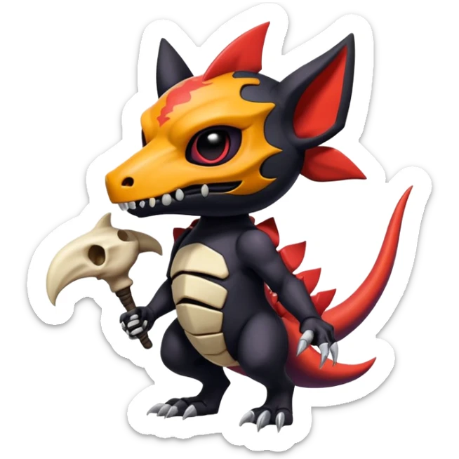 Salandit-Noibat-Litten-Cubone-Hybrid with a skull-mask (Full body) sticker