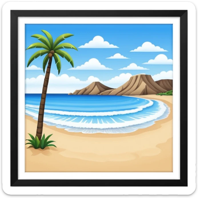 playa paisaje sin que sea un cuadro y que el cielo azul y la arena esten recortada sticker