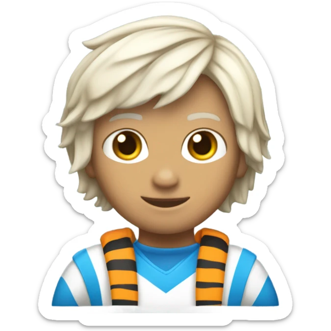 Un tigre blanco con rayas y cabello azul usando ropa del juego del calamar sticker