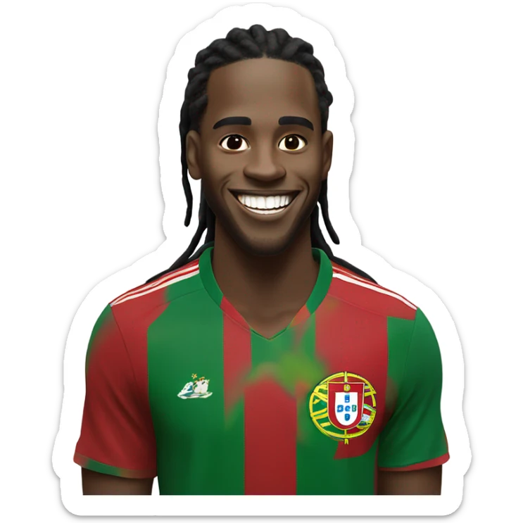  Young black man- short dread locks-  no facial hair laughing Portugal jersey lean crazy smile  sticker