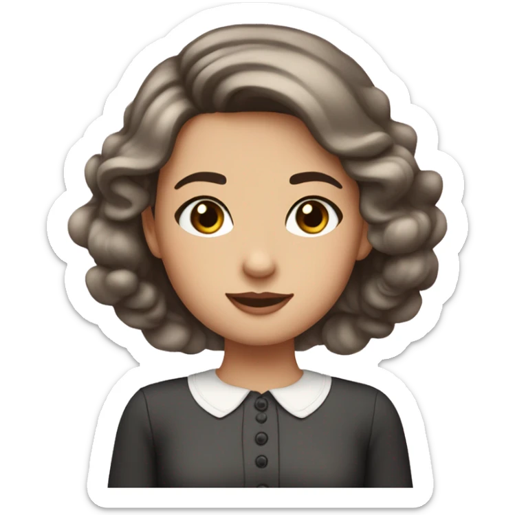 A girl with a dark brown hair and a dress with eyelashes preppy ￼ sticker