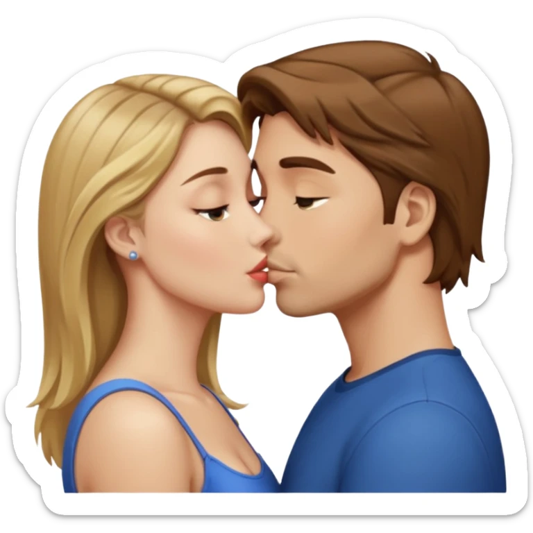Man with brown hair kissing woman with blond hair sticker