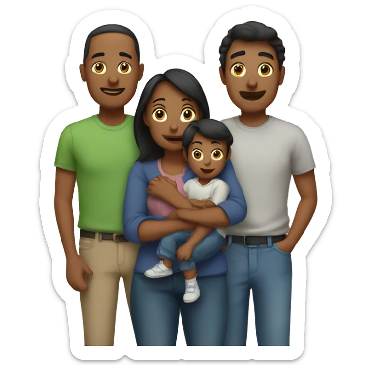 Family of six people: Dad, Mom, and four boys. sticker
