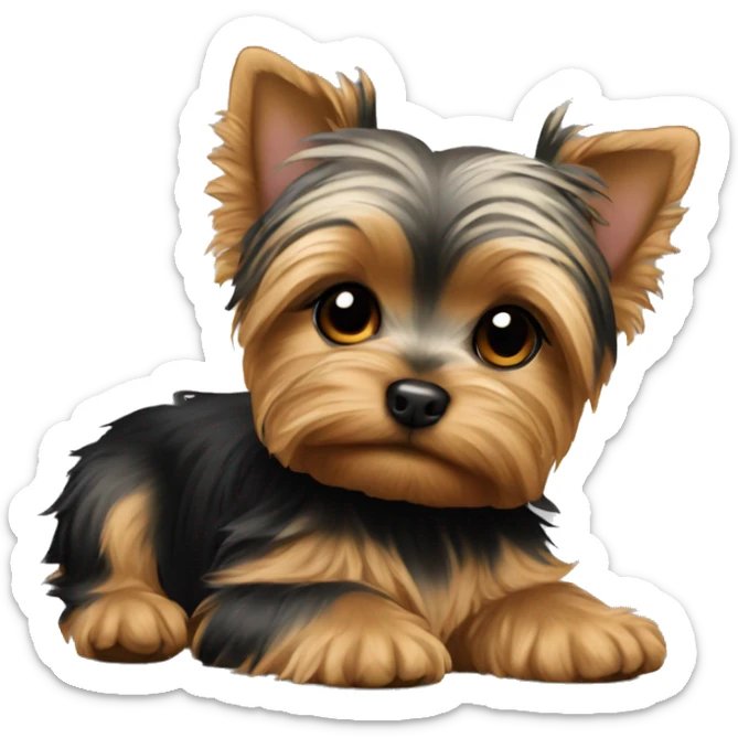 Yorkie puppy laying sticker