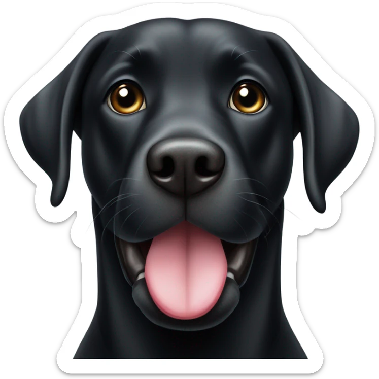 Black Labrador with one white paw but full black and he’s sticking his tongue out sticker