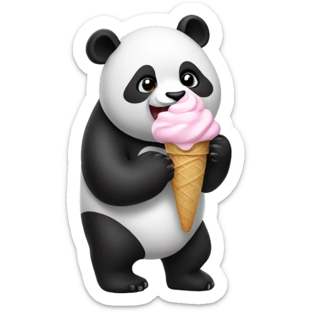 Panda eating ice cream sticker