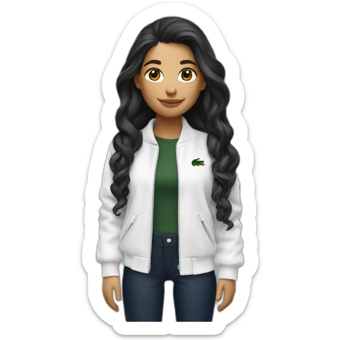 Lacoste bag latin girl with long hair with black lacoste windbreaker sticker