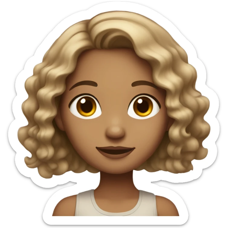 girl with light tan skin and brown wavy hair and brown eyes sticker
