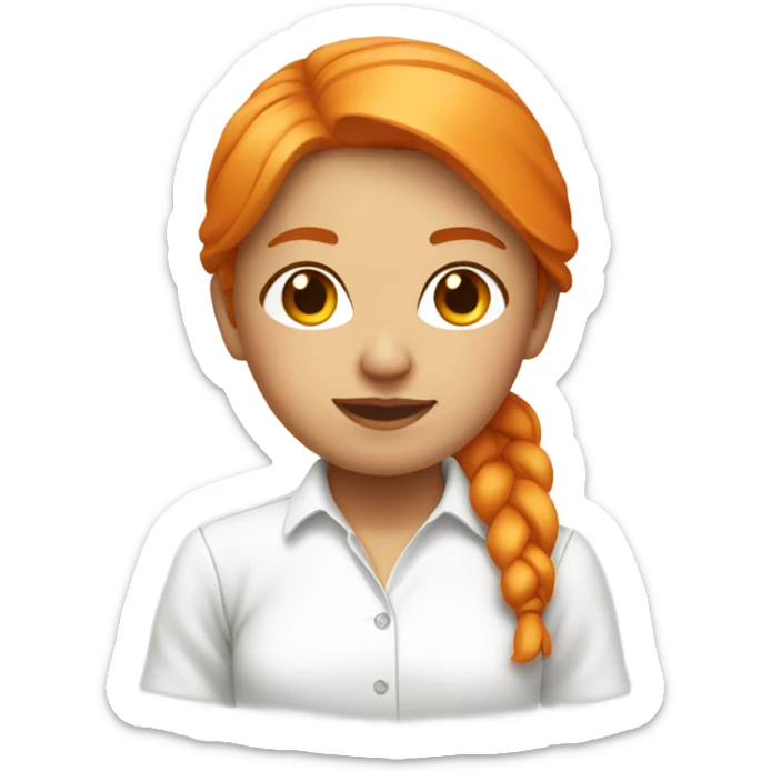 Orange hair girl with white shirt and white blouse sticker