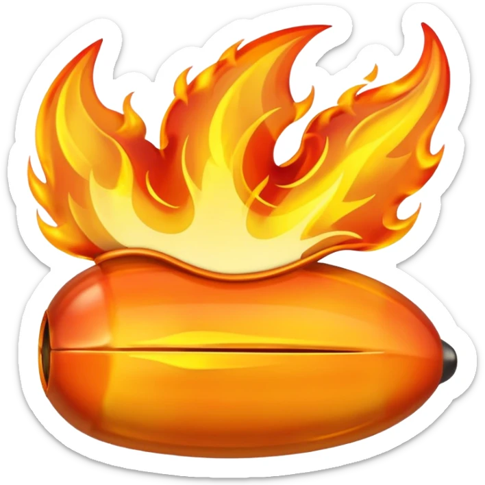 Streak / On Fire Emoji

Glossy 3D emoji of a flaming icon or bullet, glowing orange flames, gold reflections. sticker