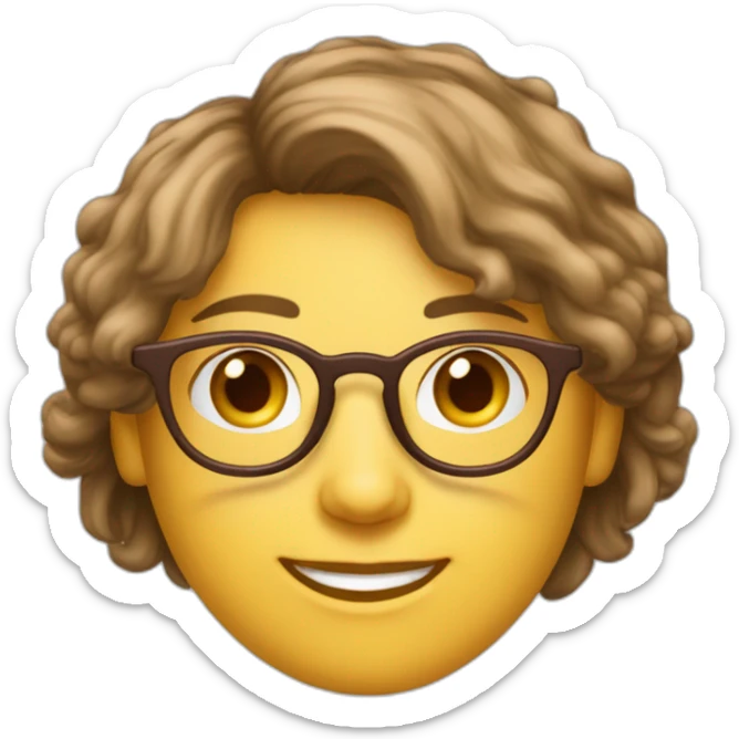 Jeune adulte avec des lunettes blanche visage de forme oval et cheuveux marron sticker