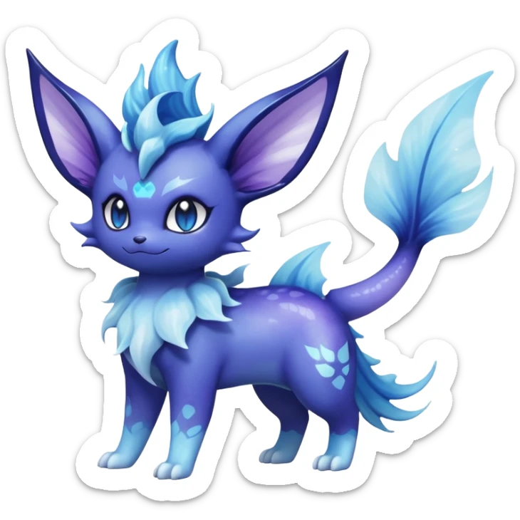 Nebulae Noibat-Vaporeon-Meowstic-Fakémon-hybrid-creature (full body)  sticker