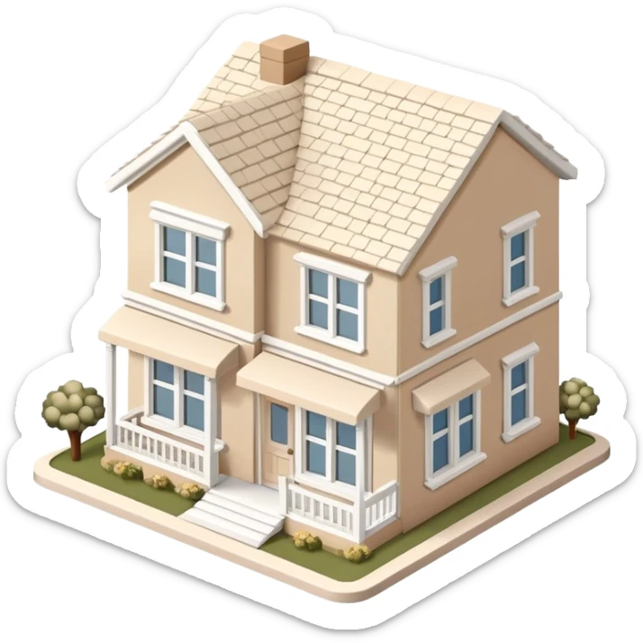Isometric exterior little beige and white home store dollhouse style 3D realistic  sticker