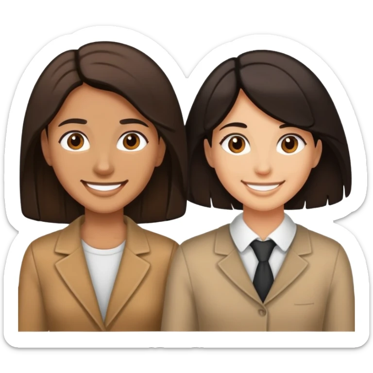 Black hair man with brown hair woman couple smoling  tan  sticker