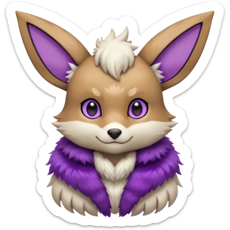 Hyper-realistic pastel wildlife Beautiful Real life wild feral Frosty Albino Shiny White with Violet markings Eevee-Liepard-Zangoose-Pokémon-Digimon-Fakémon-fusion-hybrid-creature sticker
