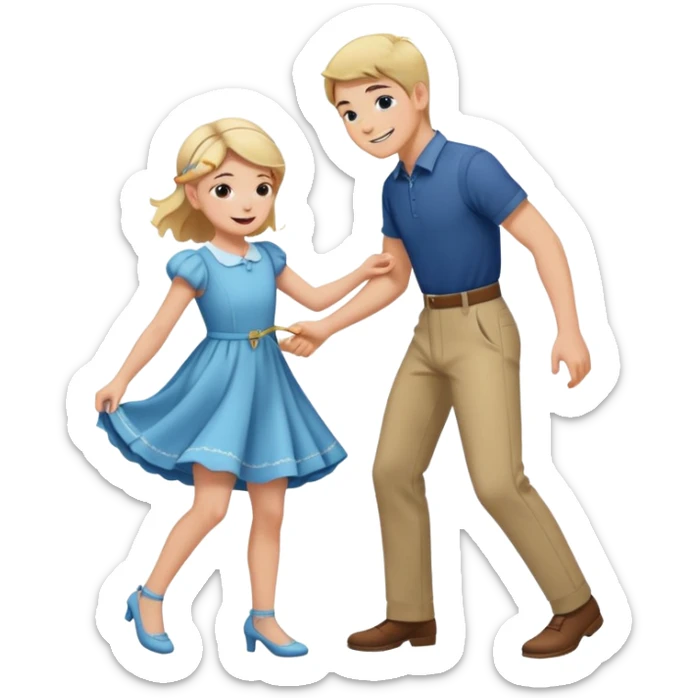 Boy getting whipped by girl and boy looks happy. Boy is also bent over sticker