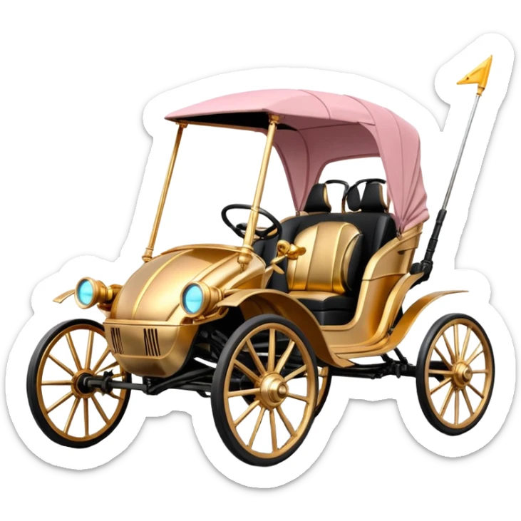 C-3PO in 1865 rose-gold buggy powered by electric motors and batteries  sticker