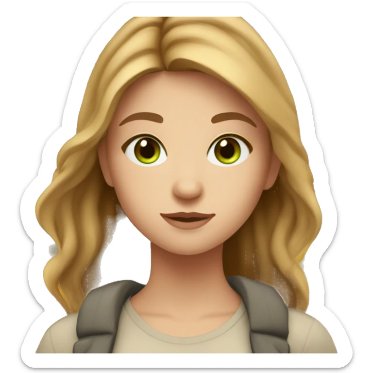 Create a girl with light brown hair, green eyes, fair skin, in an autumn atmosphere sticker