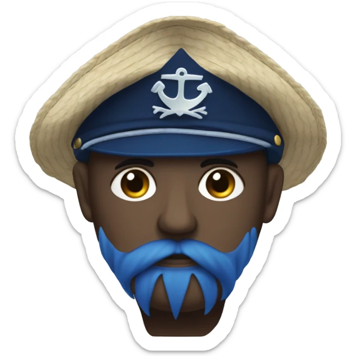 emojis de marinero con boina tipo hat azul oscuro y traje de marinero azul oscuro, hombre delgado fuerte sticker