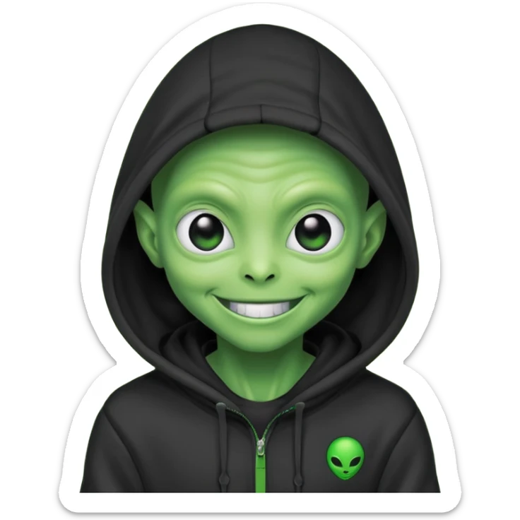 a portrait of aliens wear black hoodie sticker