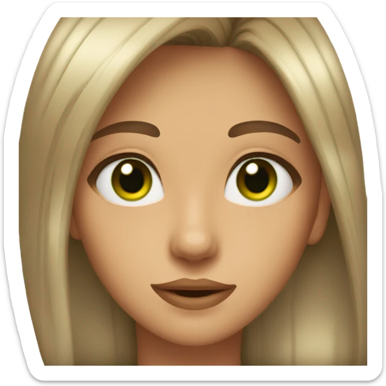 13 year old with long brown hair green eyes big lips and tanned sticker